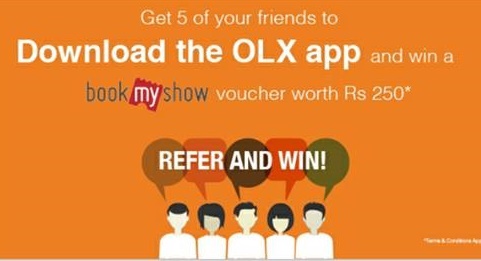 India Desire : OLX App Bookmyshow Offer : Download OLX App And Get Free Rs. 250 BookMyShow Voucher